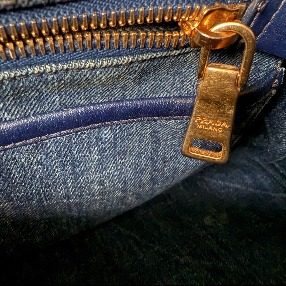 Prada Canapa Denim Tote + COA. 9x15” - Picture 12 of 14